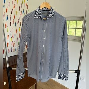 Striped Button Down with Paisley Collar and Cuffs